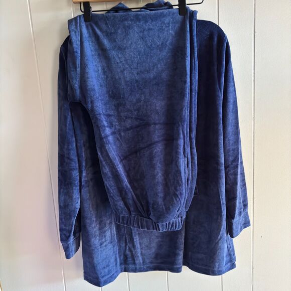 Cowl Neck LS Soft Velour Deep Blue Woman's Size L Lounge Set #C - Picture 2 of 8